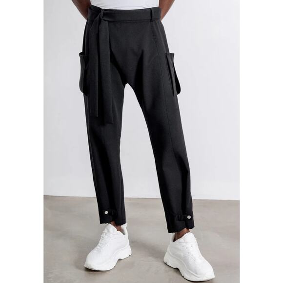 Orttu Remi Cargo Pants Black Free Size Adjustable Waist Contemporary Casual - Picture 1 of 16